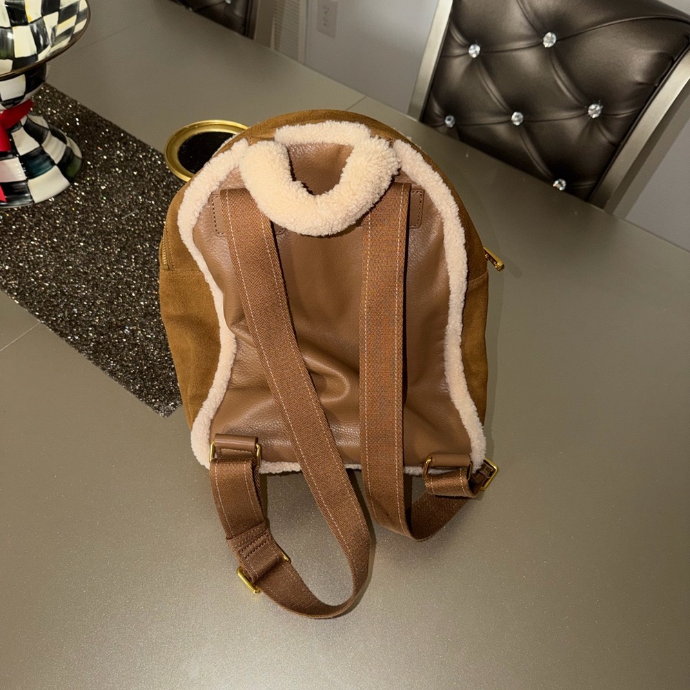 UGG Chestnut Suede Large Backpack with Cream Shea… - image 2